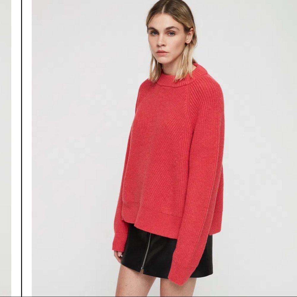 ALLSAINTS Pink Sylvie Jumper Thick Knit Sweater Wool Blend Size Medium